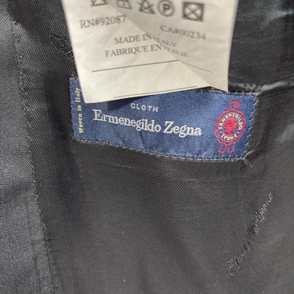 Zegna Cloth Saks Fifth Avenue 50R Black Wool Silk Sport Coat Made in Italy - Picture 9 of 10